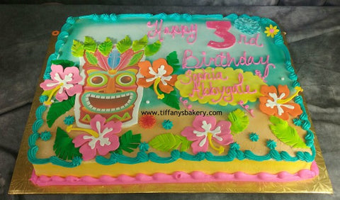 Hibiscus Flower and Totem Pole Sheet Cake