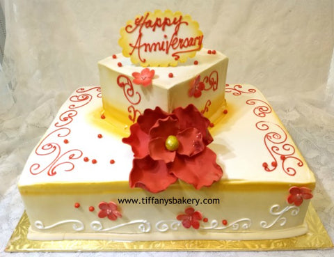 Double Layer Half Sheet and 6" Square Anniversary Cake