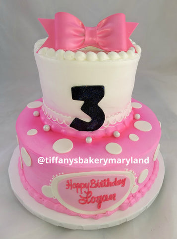 Dots and Bow Celebration Tier Cake