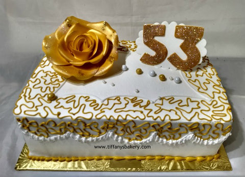 Double Layer 1/4 Sheet Cake with Big Rose - Quarter Sheet