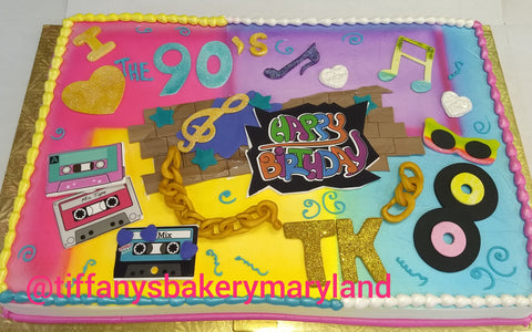 Blast from the Past Theme Sheet Cake - 80's and 90's remembered