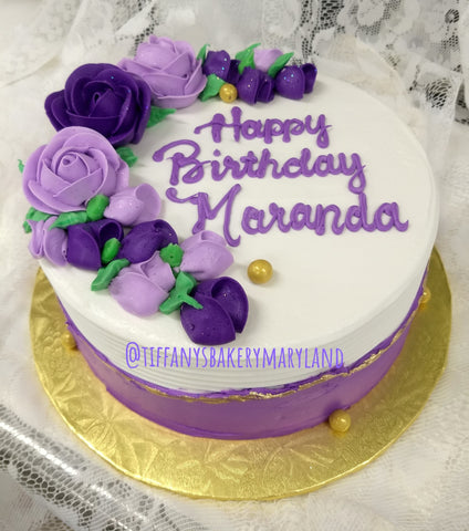 Flowers on 8" Round, Purple - New