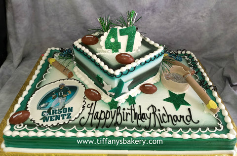 Footballs and Cigars on Full Sheet with Stacked 8" Square