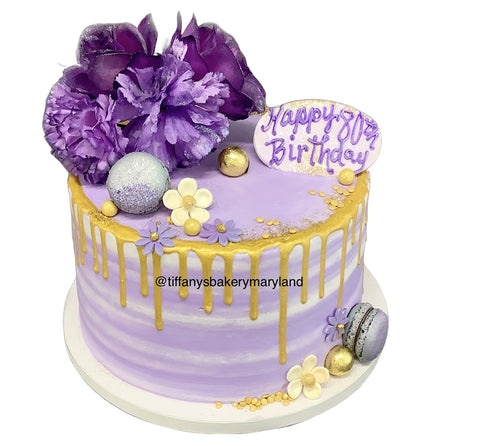 Drip Cake with Silk Flowers