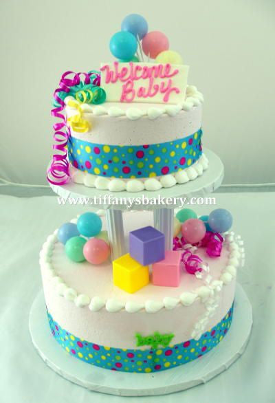 Baby Blocks Celebration Tier with Multi Ribbon