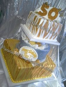 Golden Zebra Celebration Tier Cake