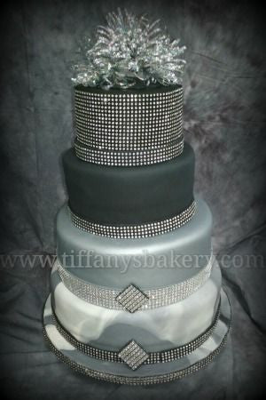 Black and Silver Marble Fondant Wedding Cake