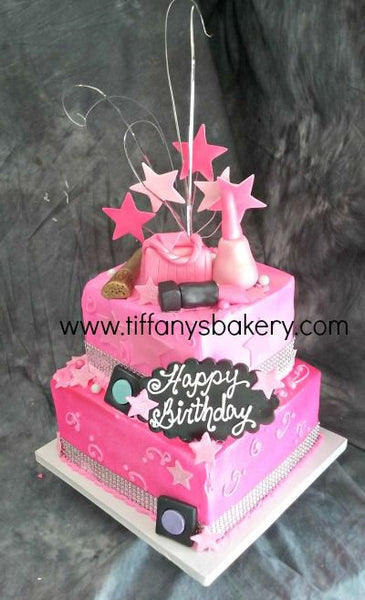 Makeup on Square Celebration Tier Cake