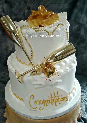 Gold Flute Celebration Tier Cake