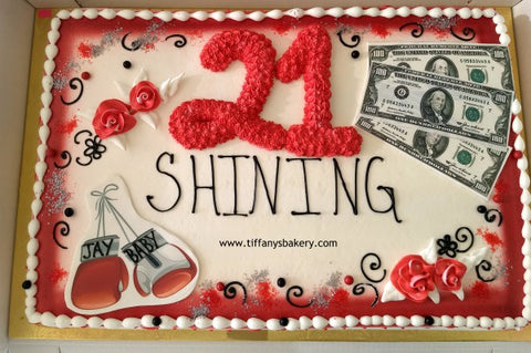 Piped Number on Sheet Cake with Money
