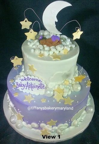 Moon and Stars Baby Celebration Tier Cake