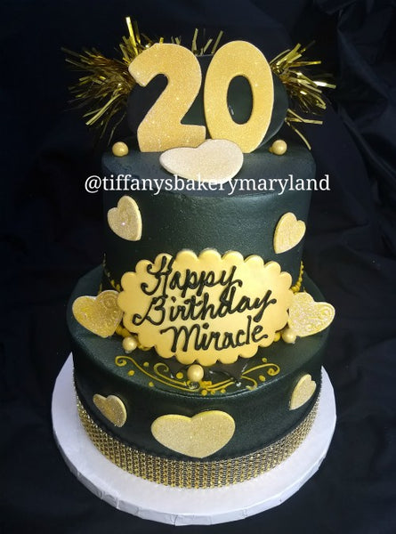 Black with Gold Bling Celebration Tier
