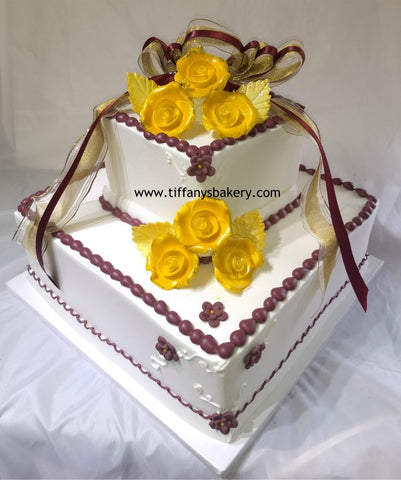 Square 2 Tier Premier Wedding Cake