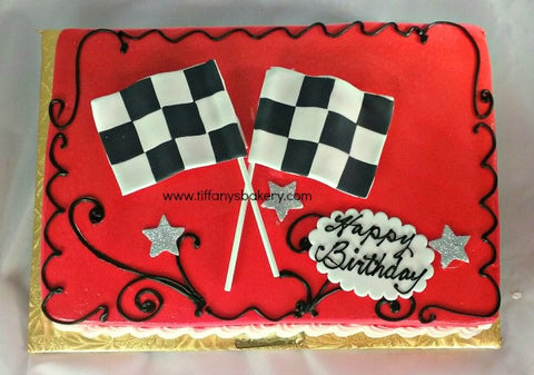 Auto Racing Checkered Flag Sheet Cake