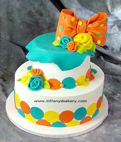 Tricolor Circles Celebration Tier Cake