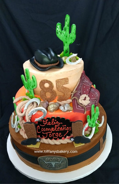 Cowboy Three Tier  6", 10" and 14" Celebration Tier Cake