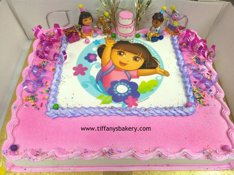 Dora Sheet Cake with Figure Set and Edible Image Layon