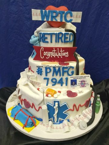 Retirement Celebration 3 Tier Cake for EMT