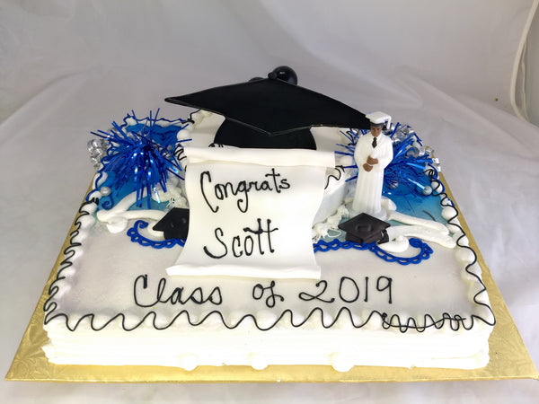 Half Sheet with 8 Inch Round Single Layer Cake - Graduation Diploma