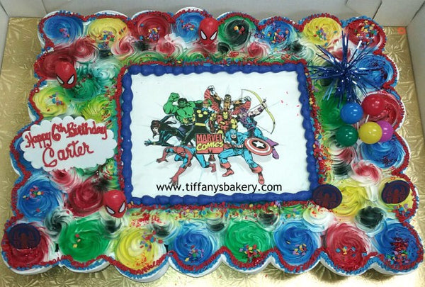 Cupcake Cake with Edible Image - 48 cupcakes - Marvel Comics