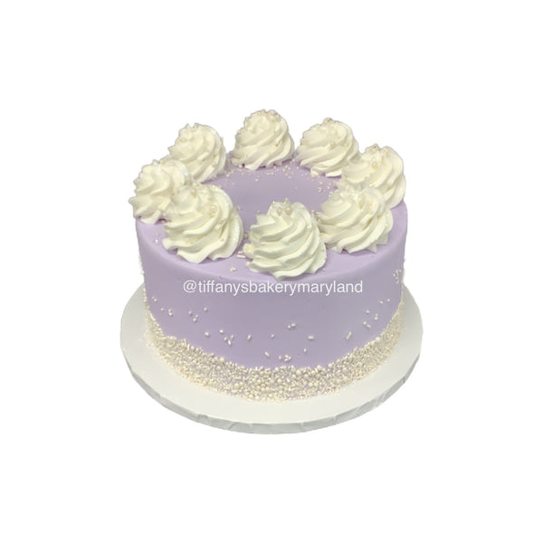 Round cake with Rosette Top Border and Sprinkles - Happy Birthday Topper