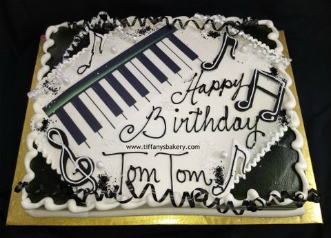 Piano Keyboard on Sheet Cake
