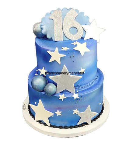 Planets and Stars 6" and 8" Round Celebration Tier Cake