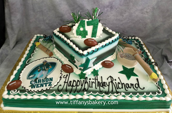 Footballs and Cigars on Full Sheet with Stacked  8"  Square